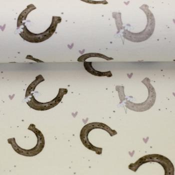 Preview: Baumwolljersey Hufeisen auf Vanille by Swafing by Sabine Marschall